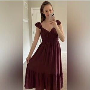 Blu Pepper Brown Tan Ruffled Tiered Midi Sundress